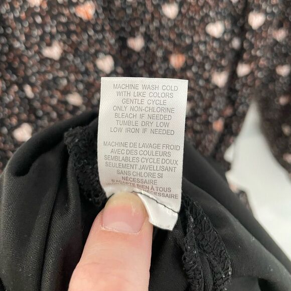 DR2 Black Red Abstract Heart Long Sleeve Fully Lined Shirt Dress Women’s Size S - Picture 6 of 8